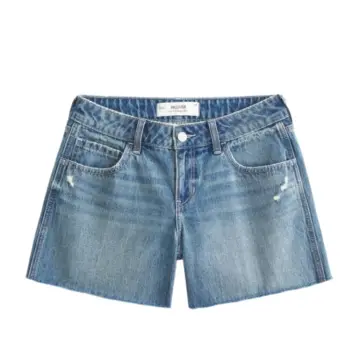 Medium Wash Blue High Rise Wide Leg Denim Shorts