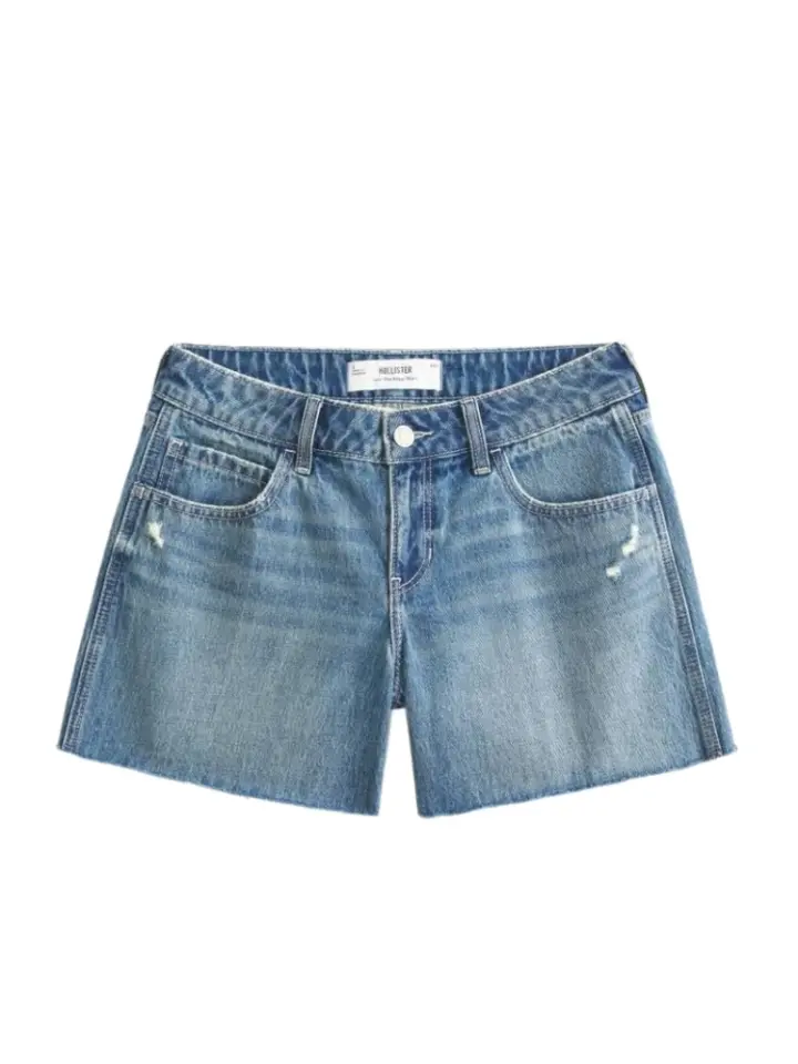 Medium Wash Blue High Rise Wide Leg Denim Shorts
