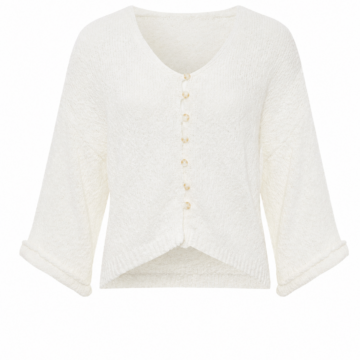 White Fuzzy Knit Cropped Cardigan
