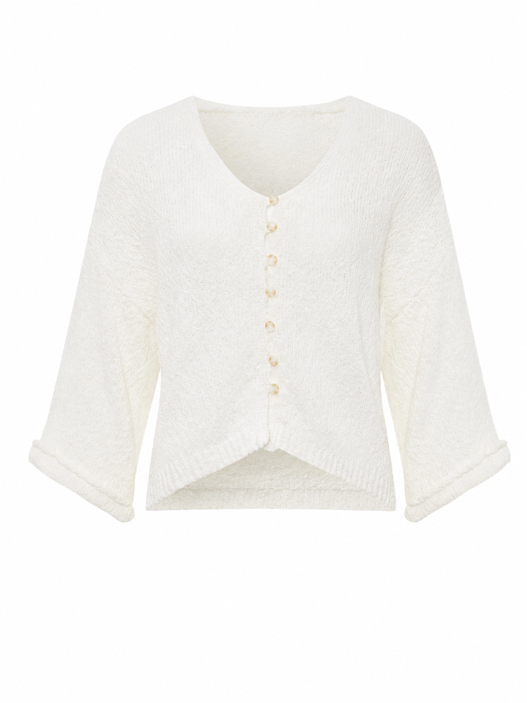 White Fuzzy Knit Cropped Cardigan