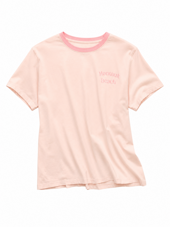 Light Pink Montauk Beach Crew Neck T-Shirt