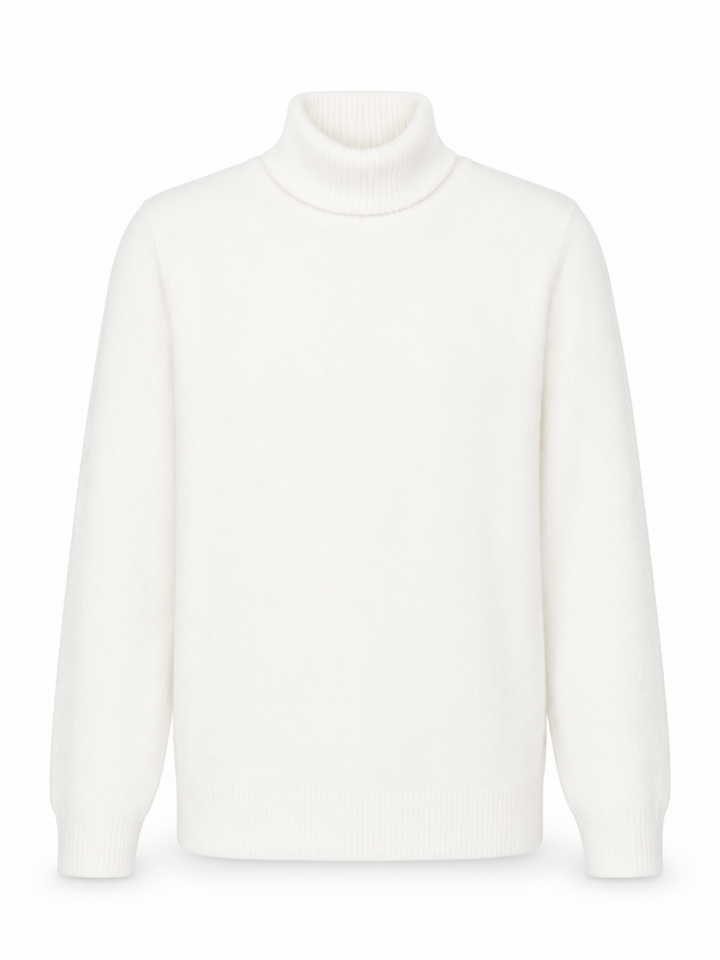 Off-White Ribbed Turtleneck Relaxed Sweater
