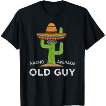 Black Graphic Crew Neck T-Shirt with Cactus Sombrero Print