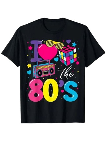 Black Retro 80s Graphic Crew Neck T-Shirt